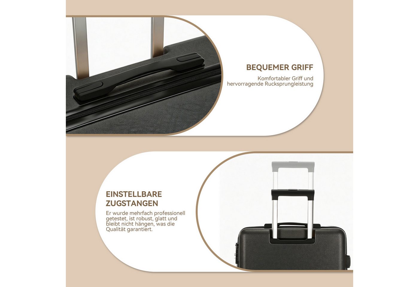 WILGOON Kofferset Hartschalen Rollkoffer 3-teiliges Set 20/24/28 Zoll, Robustes ABS, (Leichtes Reisekoffer Set mit 4 Rollen, Zahlenschloss & Teleskopgriff, 3 tlg., Trolleyset mit Stabilem Teleskopgriff, Stoßfest & Stapelbar), Koffer platzsparend ineinander stapelbar Bild 5