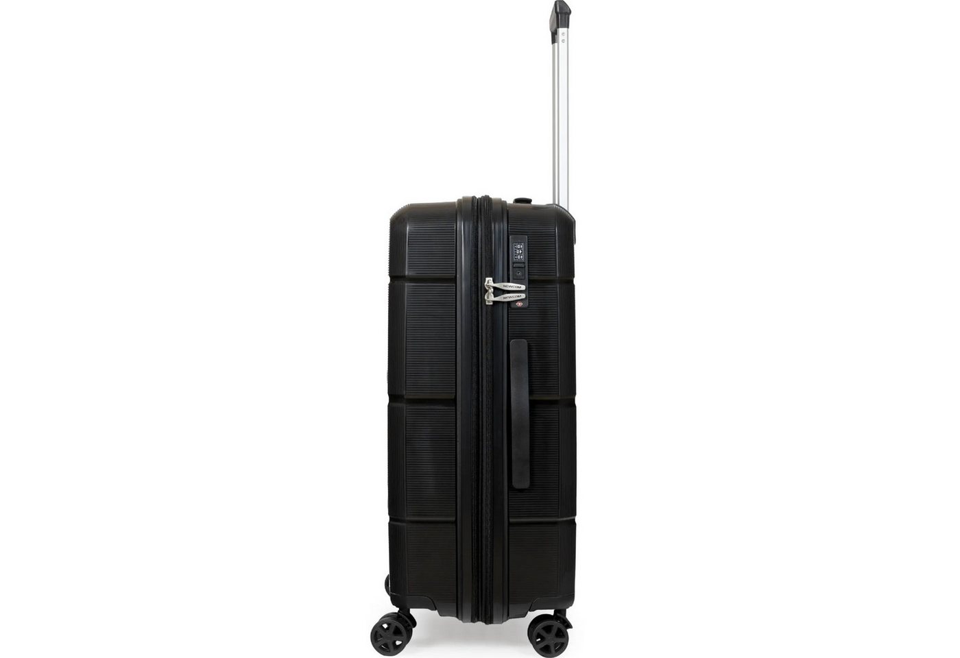 NEWCOM Trolleyset Hartschalenkoffer Set M/L/XL aus PP-Polypropylen, Erweiterbar, TSA, 4 Rollen, (Schwarz SET, 3 tlg., 55cm/66cm/75cm), leichter & robuster Reisekoffer Set, 54L/87L/129L