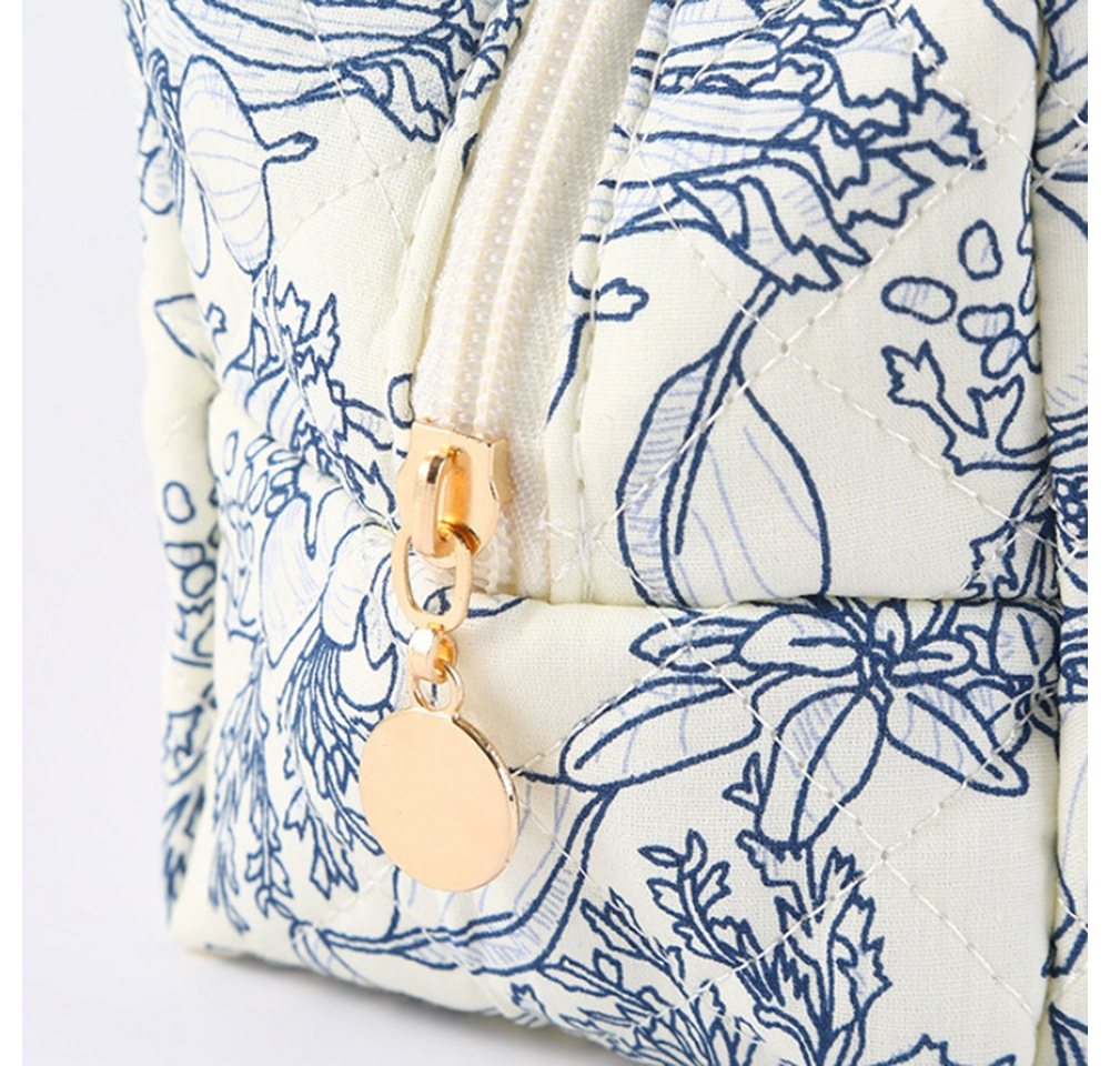 Zaewry Kosmetiktasche Blumenmuster Kulturtasche,Tragbare Makeup Tasche Handtasche Organizer