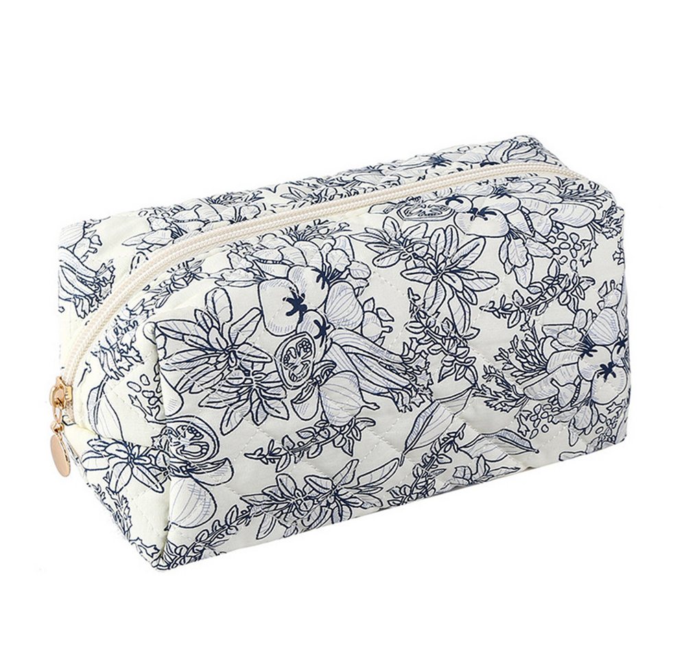 Zaewry Kosmetiktasche Blumenmuster Kulturtasche,Tragbare Makeup Tasche Handtasche Organizer Bild 5