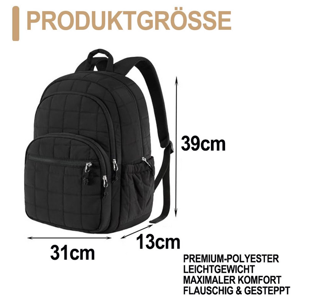 Oemmn Tagesrucksack Rucksack Damen,Laptop-Rucksack,wasserabweisender Freizeitrucksack, leichter Tagesrucksack für Arbeit, Studium und Reisen,31x13x39cm Bild 2
