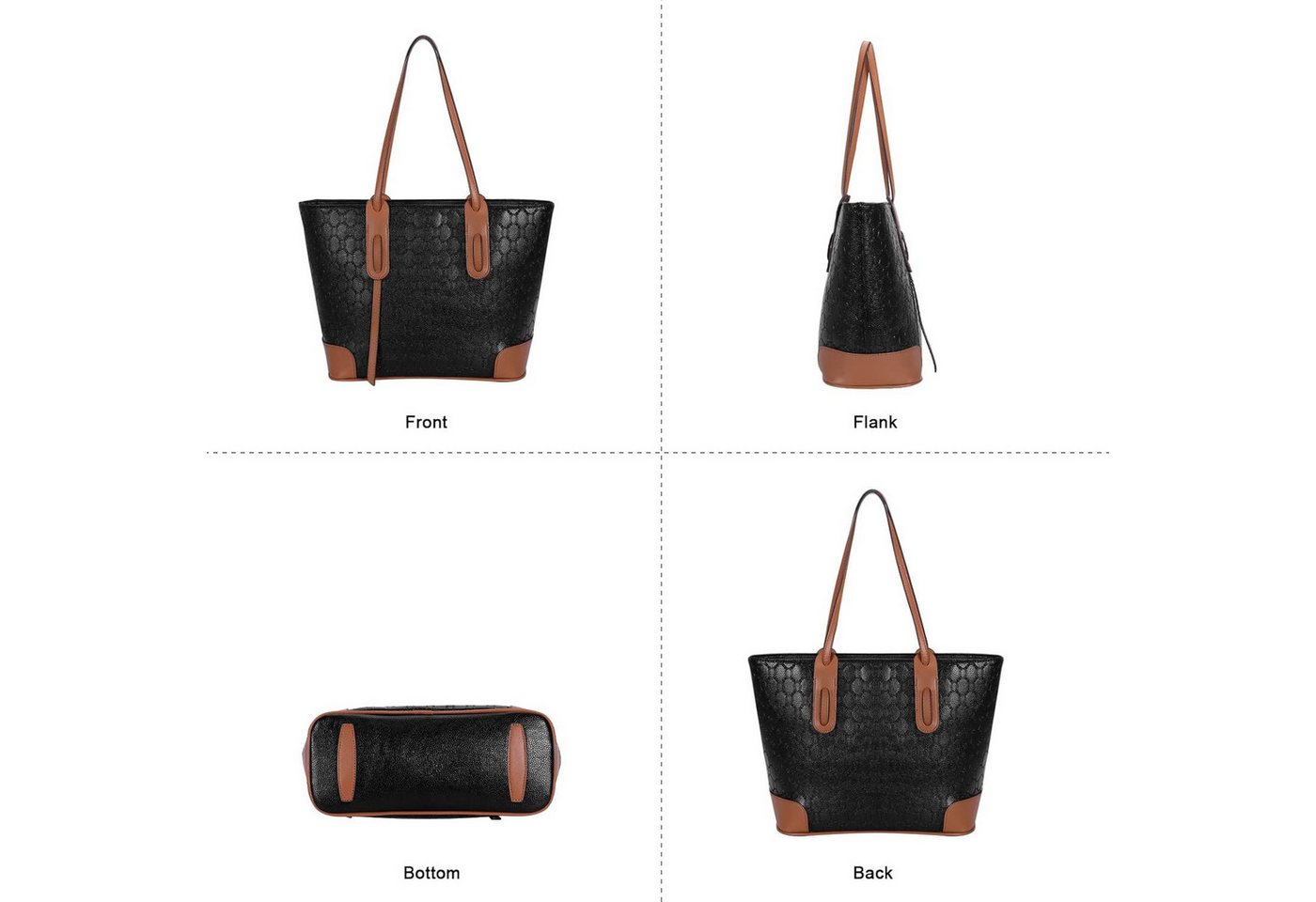 ibettertec Reisetasche Damen Handtasche Tote Shopper Groß Schultertasche Umhängetasche (4-teiliges Set Buro Schule Einkauf Reise Geschenk, Geldbörsen, Kartenetuis, Aufbewahrungstaschen), Hochwertiges Kunstleder
