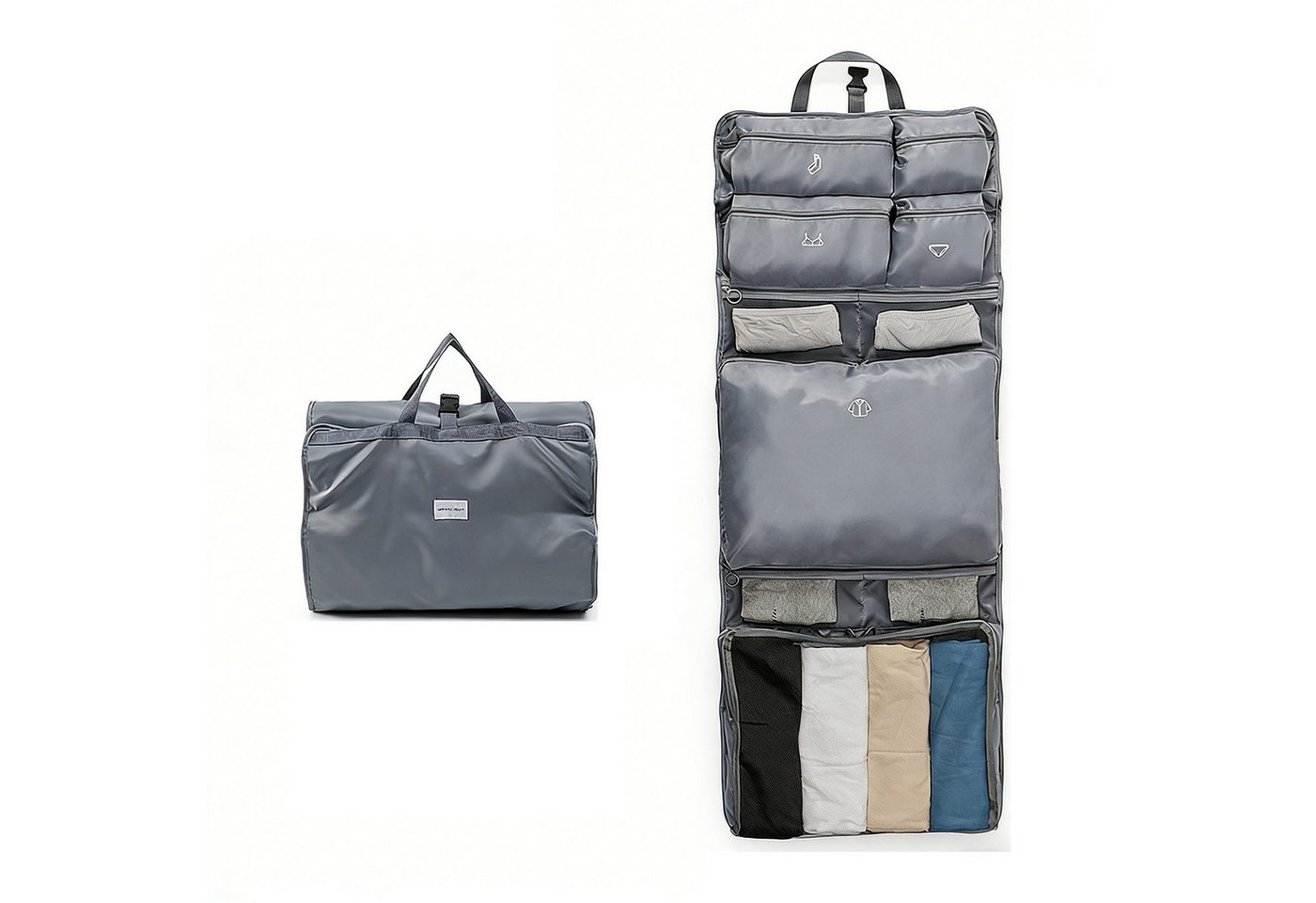wohnTRAUM24 Reisetasche 10-in-1 Hängende Reise-Organizer-Tasche mit wasserdichten Fächern, Packtaschen für koffer, mit 10 einfarbigen Taschen Bild 4