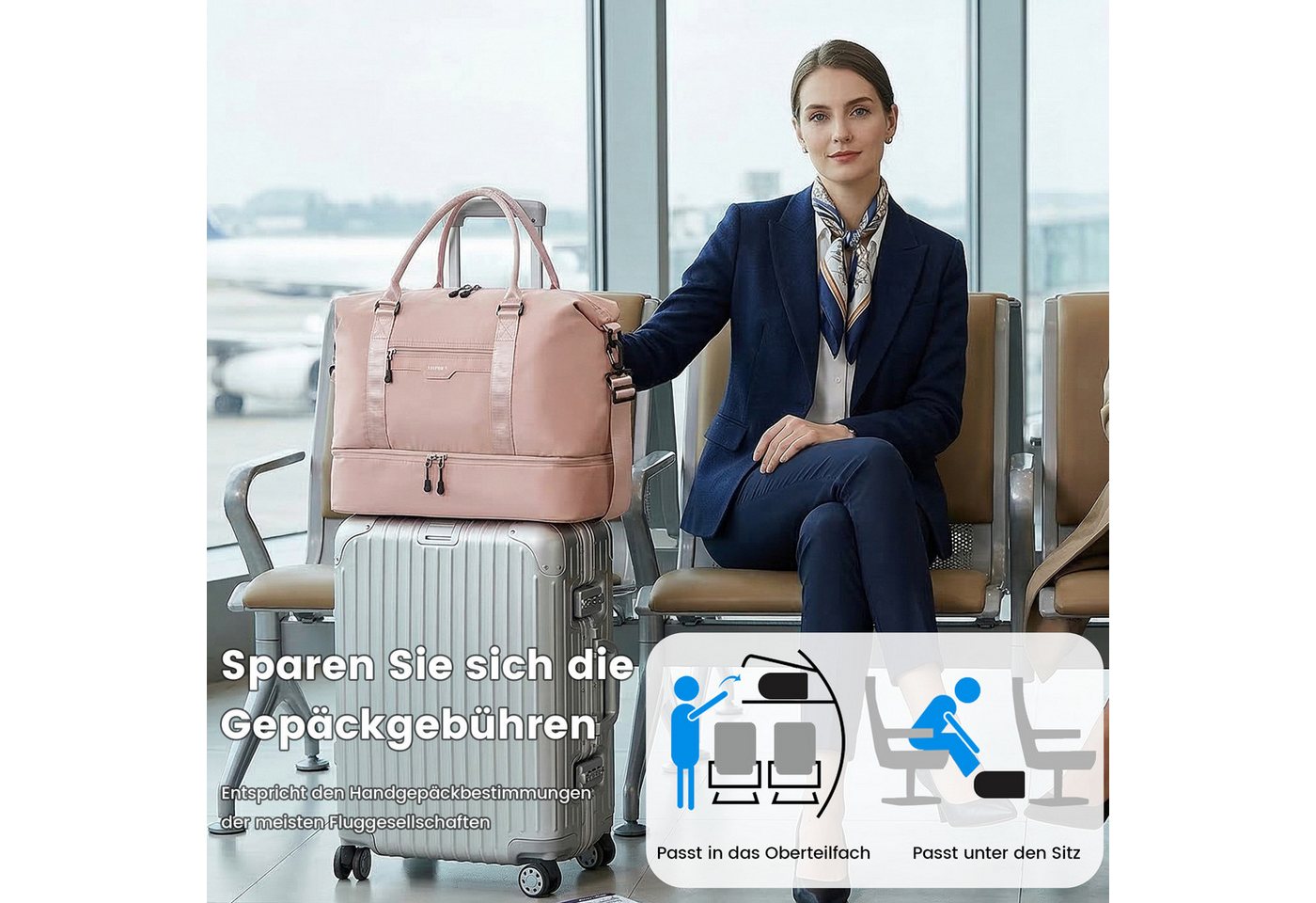 TANTOMI Reisetasche Erweiterbares Reisetasche mit Schuhfach & Kulturbeutel (46x23x32 Handgepäck), Nassfach, Wasserdicht Travel Bag Fitnesstasche Trainingstasche