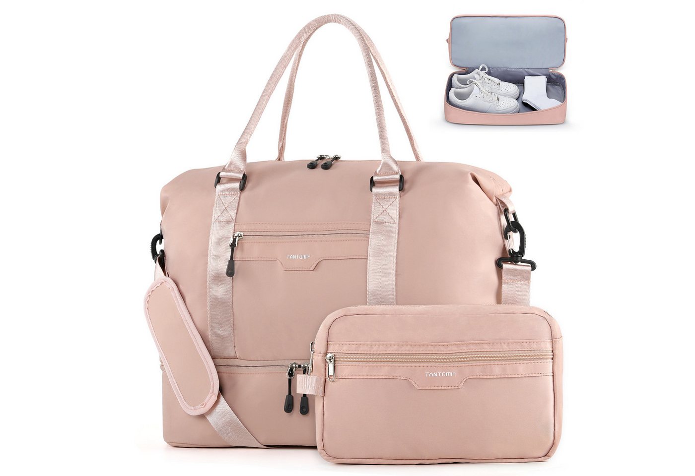 TANTOMI Reisetasche Erweiterbares Reisetasche mit Schuhfach & Kulturbeutel (46x23x32 Handgepäck), Nassfach, Wasserdicht Travel Bag Fitnesstasche Trainingstasche Bild 3