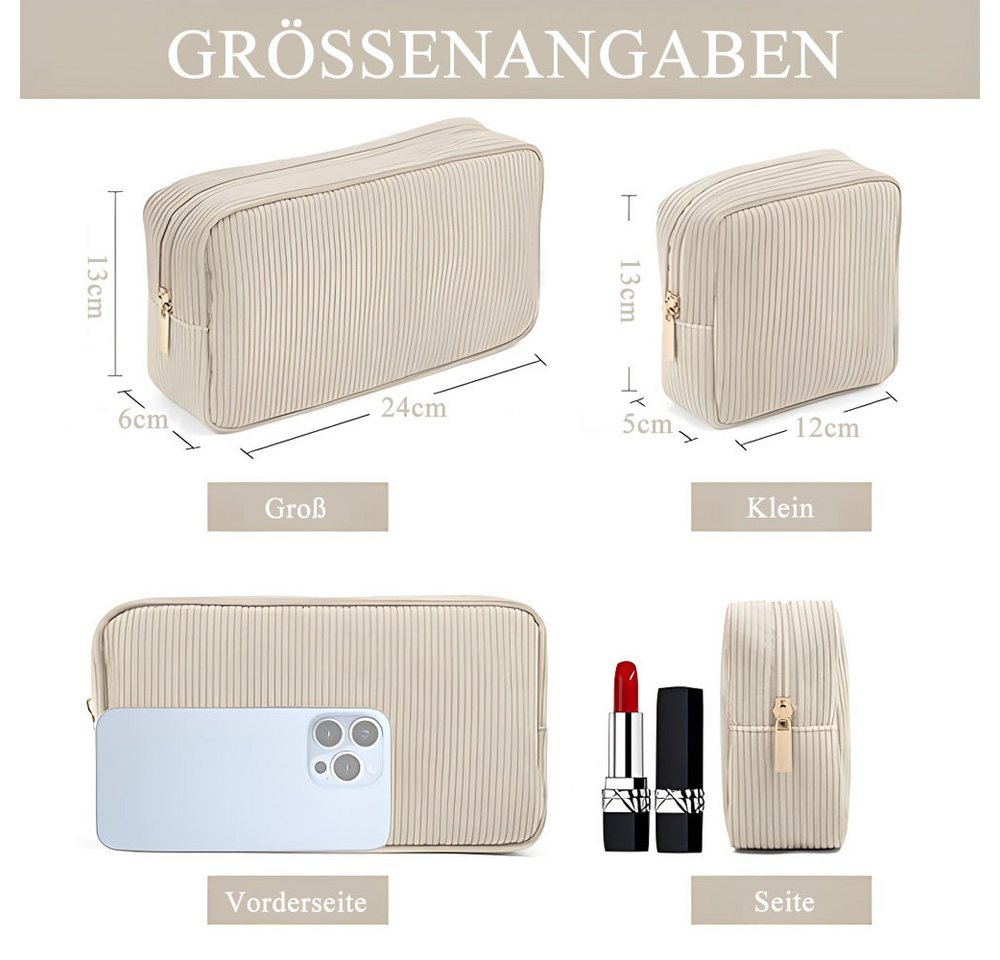 AFKSMILE Kosmetiktasche Kosmetiktasche Klein für Handtasche, Cord Schminktasche mit Fächern