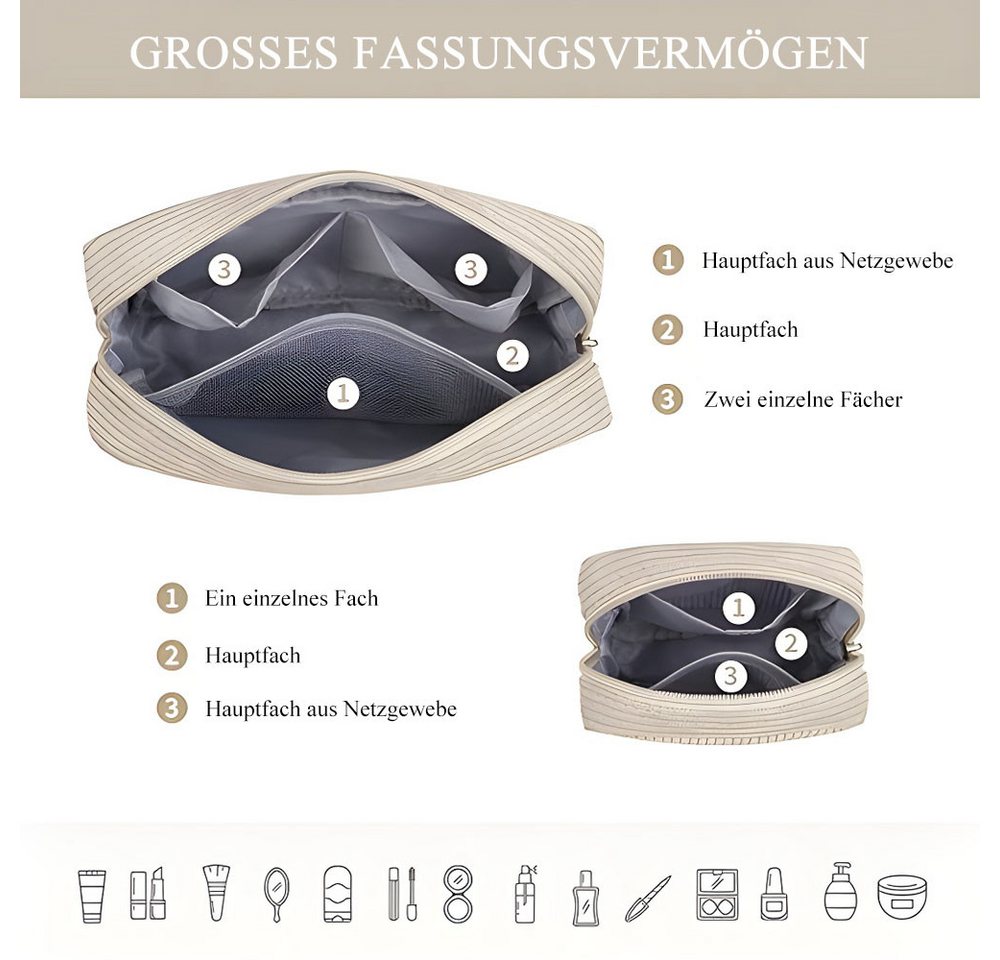 AFKSMILE Kosmetiktasche Kosmetiktasche Klein für Handtasche, Cord Schminktasche mit Fächern Bild 2