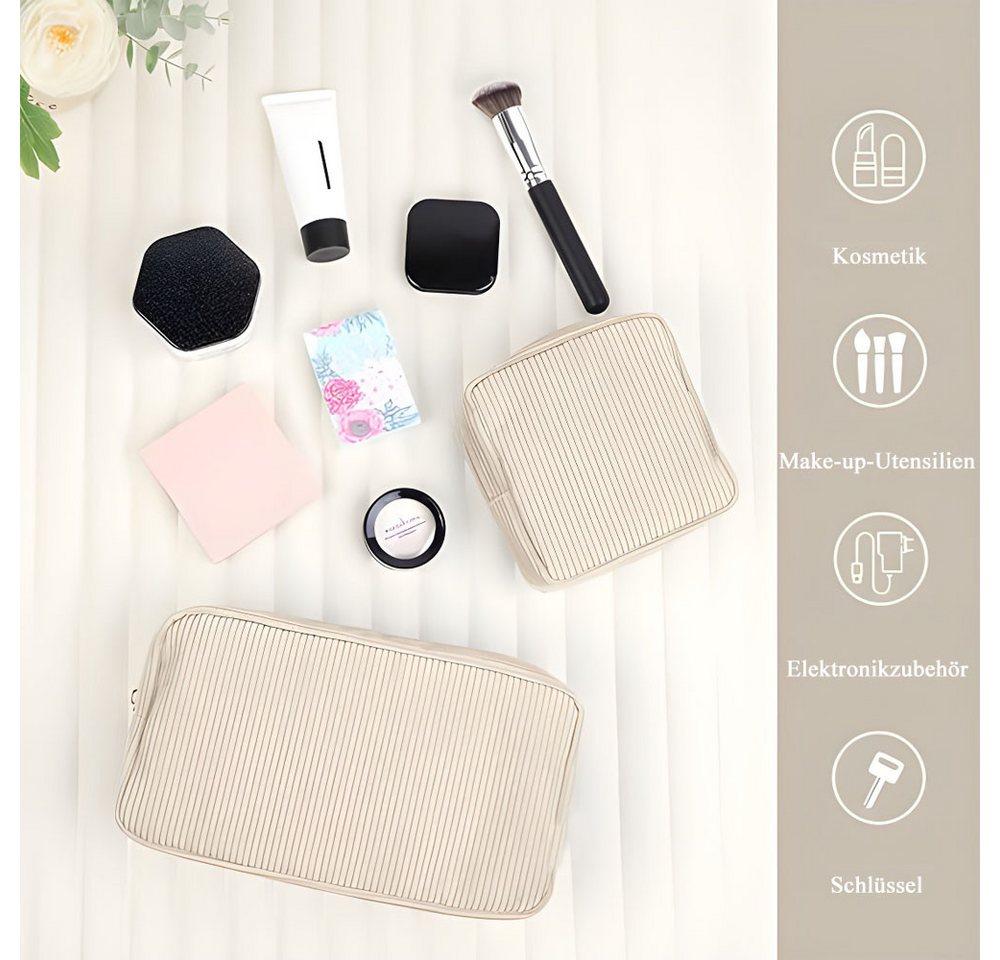 AFKSMILE Kosmetiktasche Kosmetiktasche Klein für Handtasche, Cord Schminktasche mit Fächern Bild 3