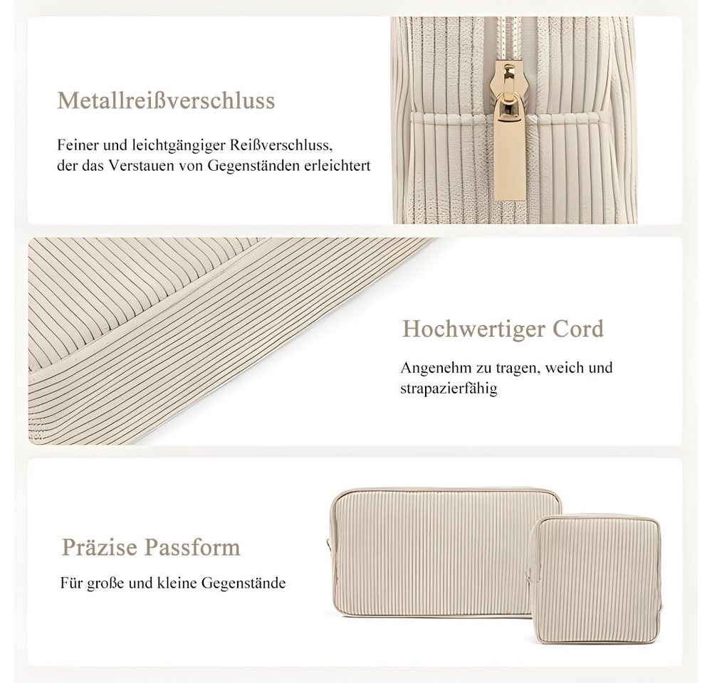 AFKSMILE Kosmetiktasche Kosmetiktasche Klein für Handtasche, Cord Schminktasche mit Fächern Bild 4