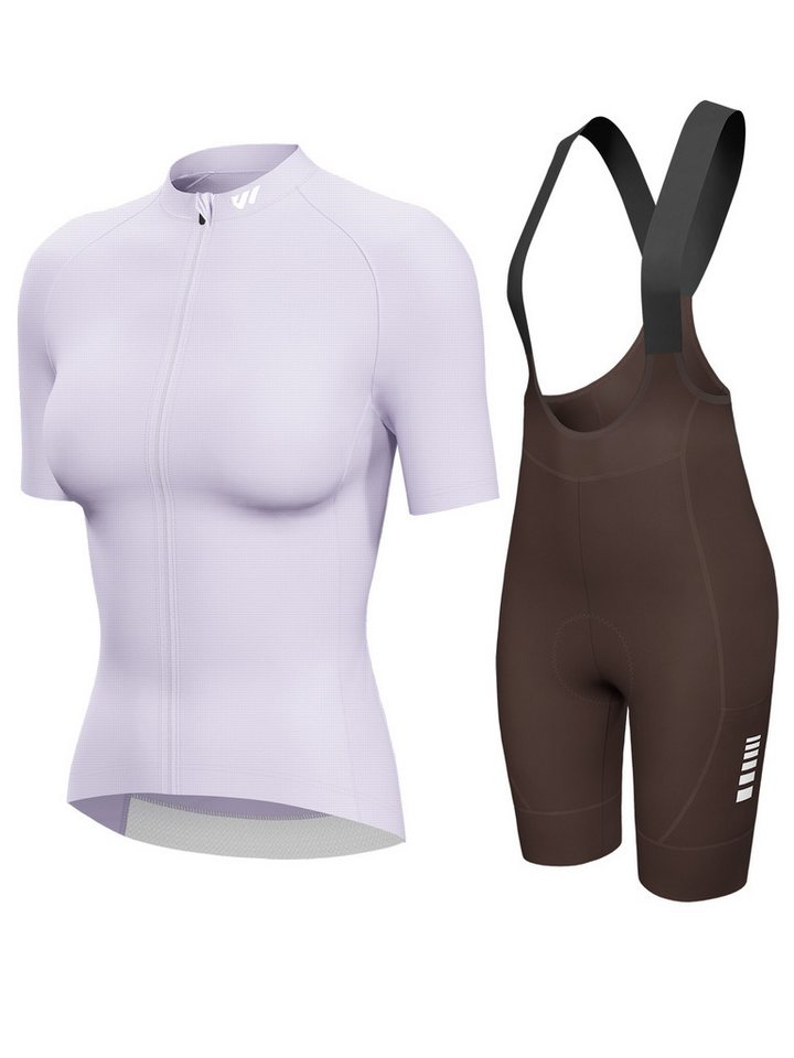 Wulibike Radtrikot Damen Fahrrad-Set, Fahrradbekleidungsset für Gravel & Outdoor Touren (2-tlg) Kurzarm-Radtrikot und figurbetonte V-Trägerhose mit 6 Taschen Bild 5