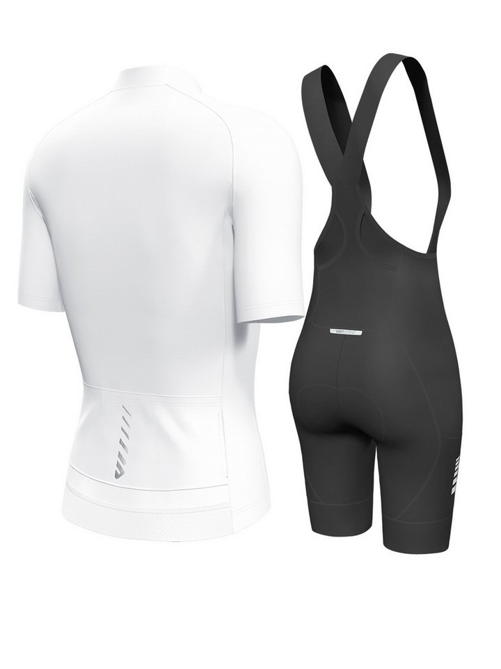 Wulibike Radtrikot Damen 2-tlg. Urban Fitness Fahrradbekleidungsset, Damen Radtrikot-Set (2-tlg) Figurbetontes Netz-Trikot & High-Waist Bib-Shorts mit Schaumpolster Bild 3