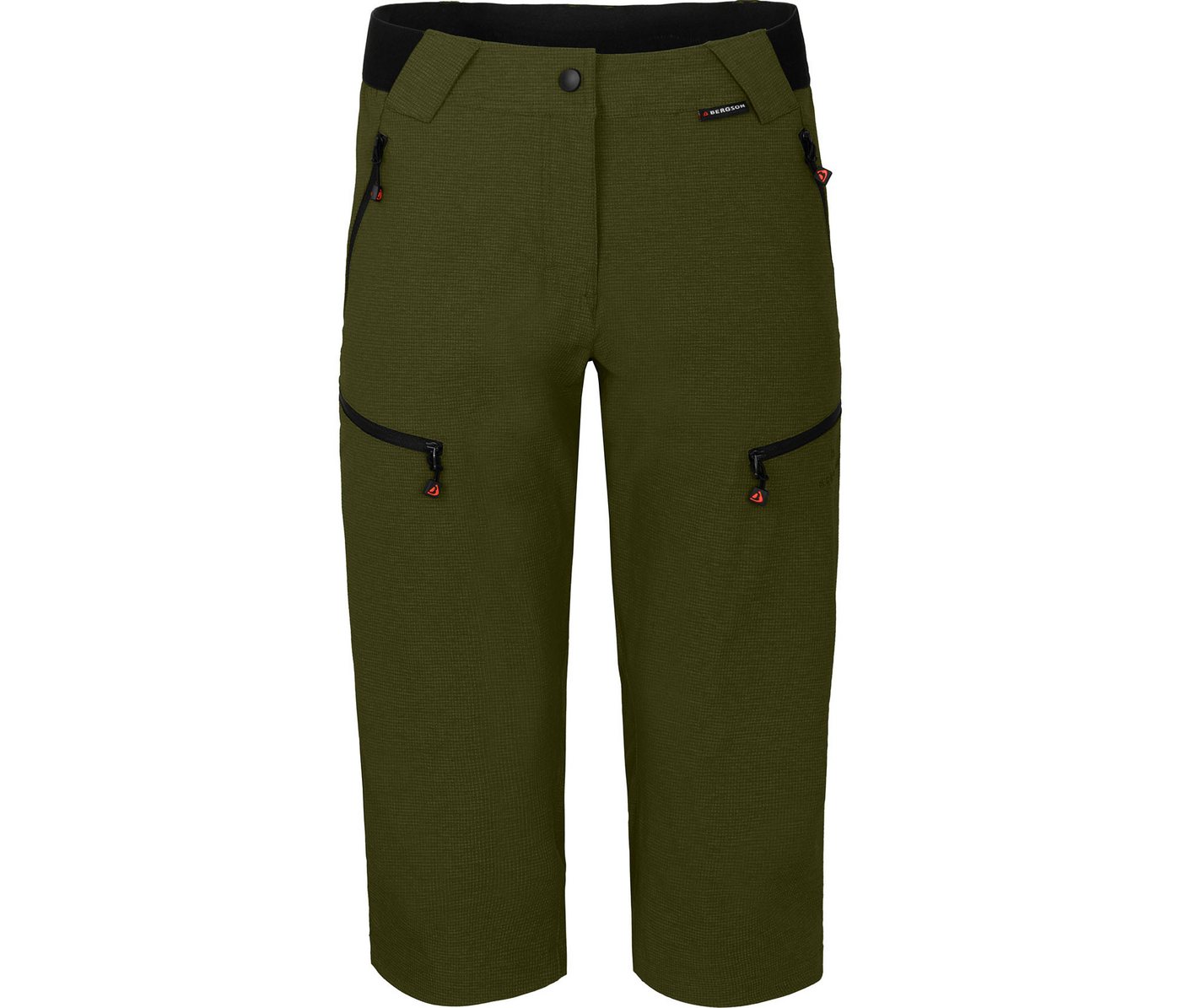 Bergson Outdoorhose PORI Capri Damen 3/4 Wanderhose, robust, elastisch, Normalgrößen, dunkel grün Bild 4