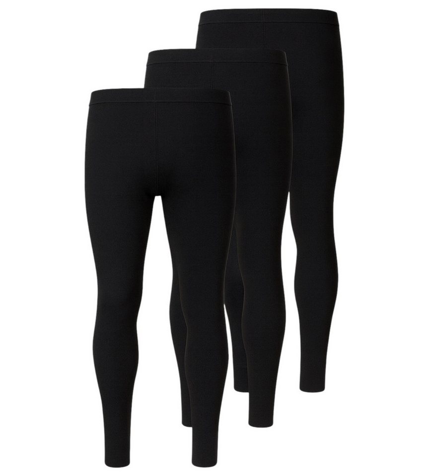 fashionshowcase Thermoleggings Herren 3er Pack gefütterte lange Unterhose Winter, Schwarz, elastisch Bild 4