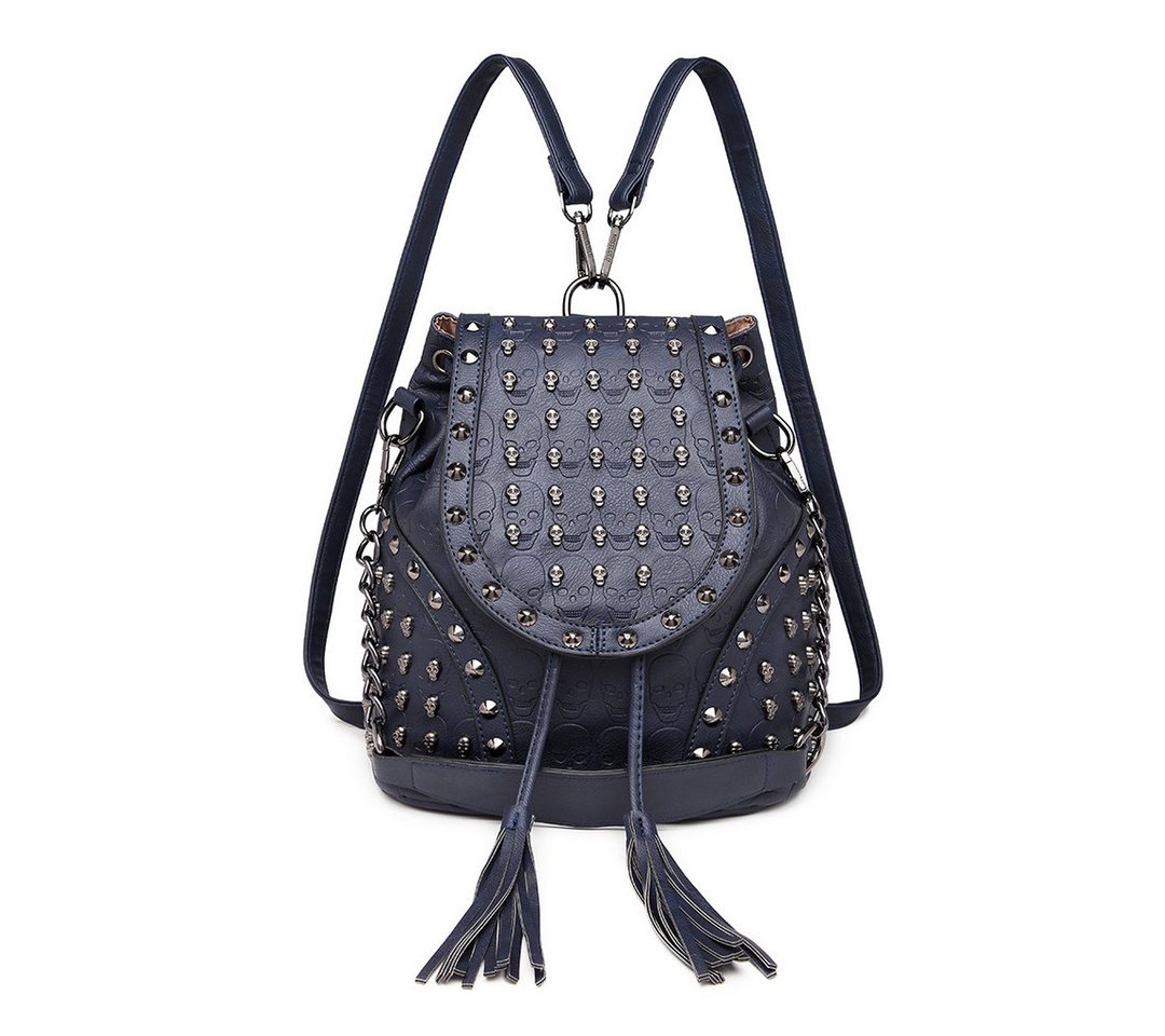 Miss Lulu Rucksack Mode Rucksack, Handtaschen für Frauen mit Ketten-Schultergurt & Nieten Bild 2