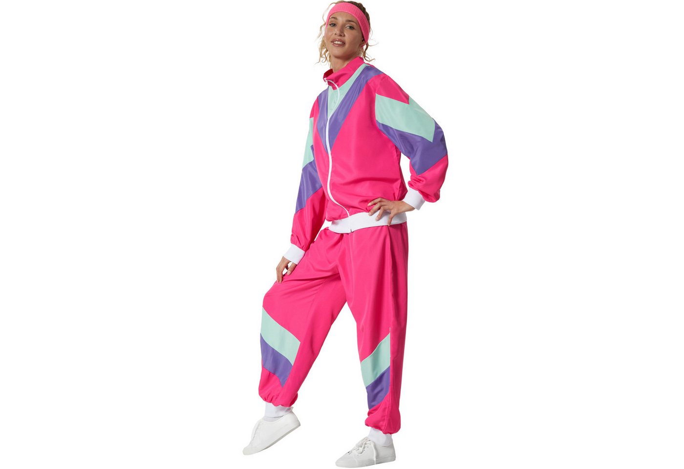 dressforfun Kostüm Retro-Trainingsanzug/80er-/90er-Jahre-Jogginganzug, in pink, Gr. M, Jacke und Hose im 80er-/90er-Stil, Pflegeleicht und strapazierfähig Bild 3
