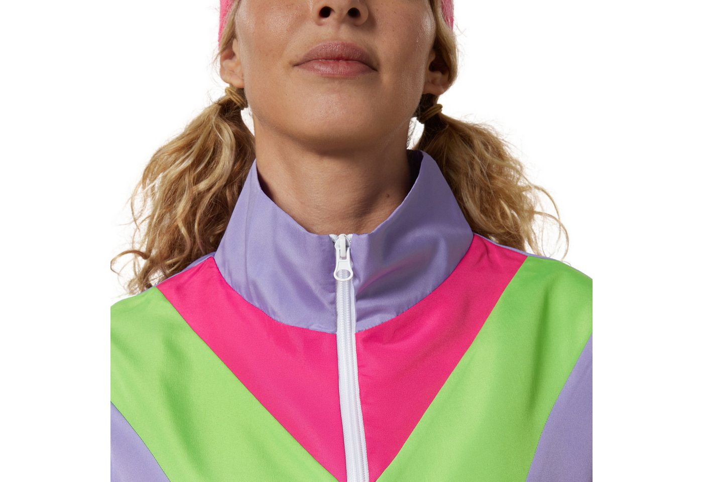 dressforfun Kostüm Retro-Trainingsanzug/80er-/90er-Jahre-Jogginganzug, in lila, Gr. M, Jacke und Hose im 80er-/90er-Stil, Pflegeleicht und strapazierfähig