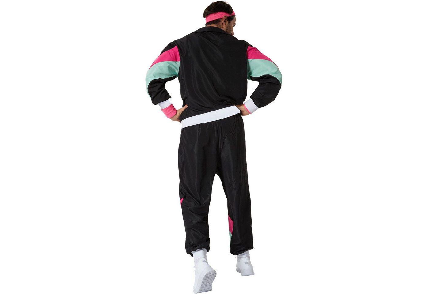 dressforfun Kostüm Retro-Trainingsanzug/80er-/90er-Jahre-Jogginganzug, in schwarz, Gr., Bunter Retro-Style: Jacke, Leichtes und robustes Material, Fasching Bild 4
