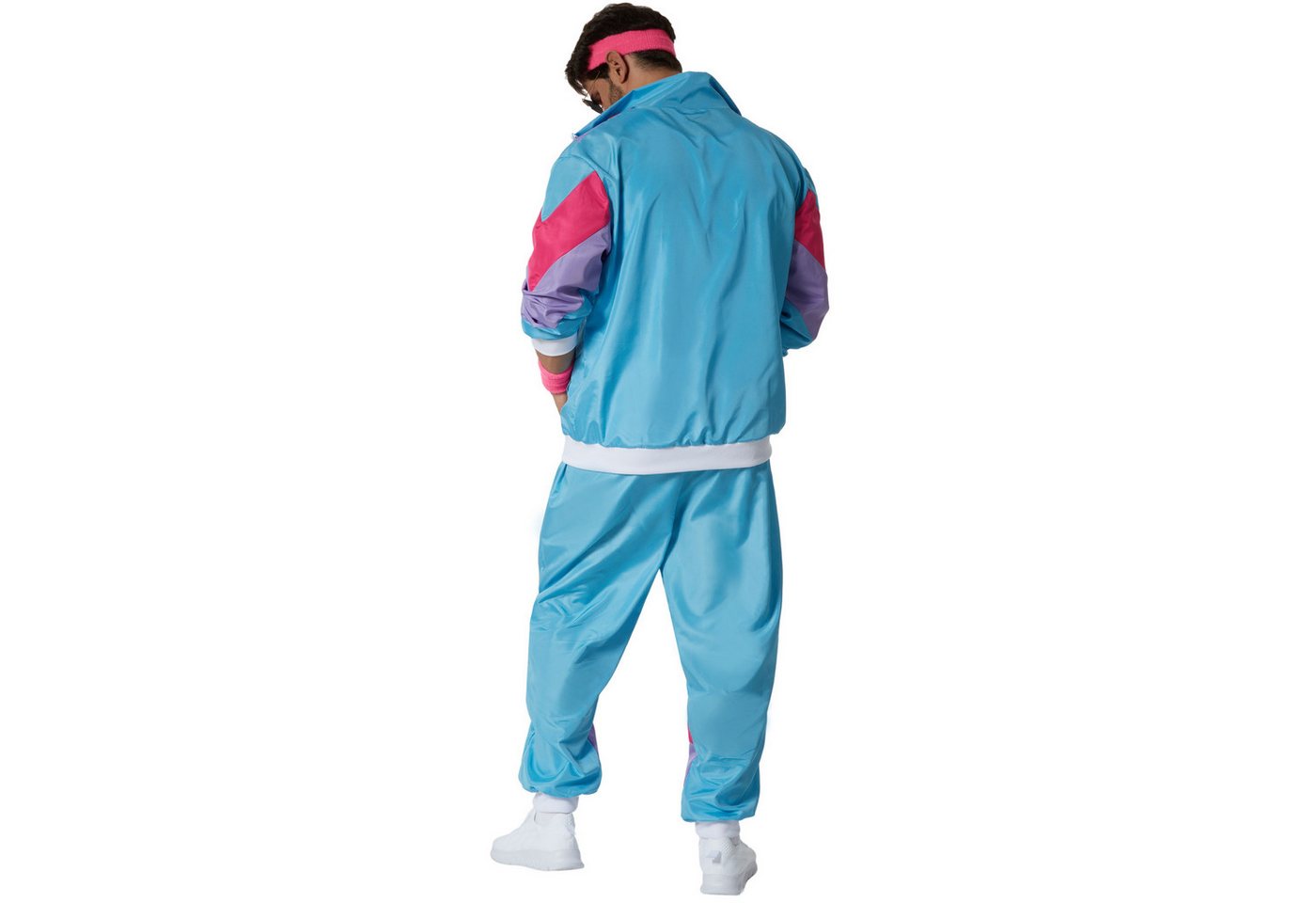 dressforfun Kostüm Retro-Trainingsanzug/80er-/90er-Jahre-Jogginganzug, in bunt, Gr. XXL, Jacke und Hose in auffälligen Farben, Mit Stirnband, Halskette Bild 5