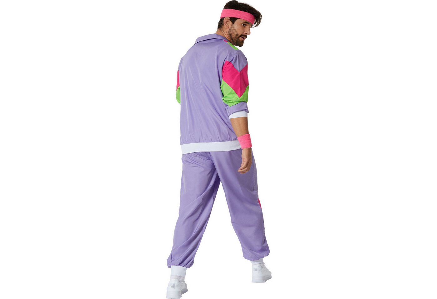 dressforfun Kostüm Retro-Trainingsanzug/80er-/90er-Jahre-Jogginganzug, in lila, Gr. XXL, Bunter Retro-Style: Jacke, Leichtes und robustes Material, Fasching Bild 3