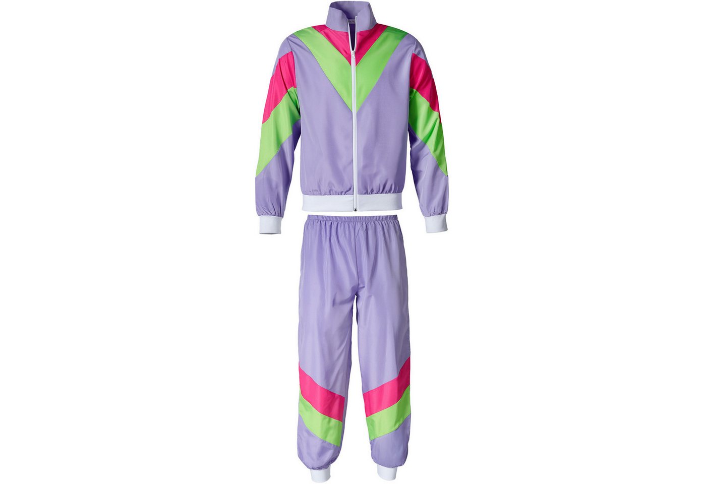 dressforfun Kostüm Retro-Trainingsanzug/80er-/90er-Jahre-Jogginganzug, in lila, Gr. XXL, Bunter Retro-Style: Jacke, Leichtes und robustes Material, Fasching Bild 4
