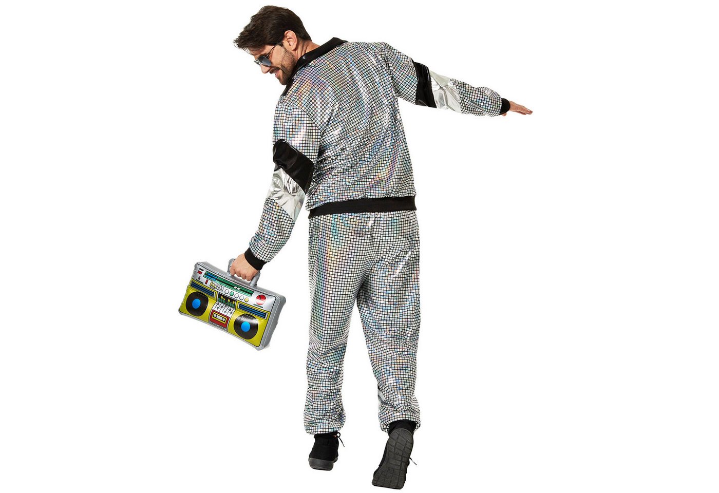 dressforfun Kostüm Retro-Trainingsanzug/80er-/90er-Jahre-Disco-Jogginganzug, Gr. XXL, in der Farbe silber, Glänzende Jacke und Hose im Retro-Stil, Fasching Bild 5