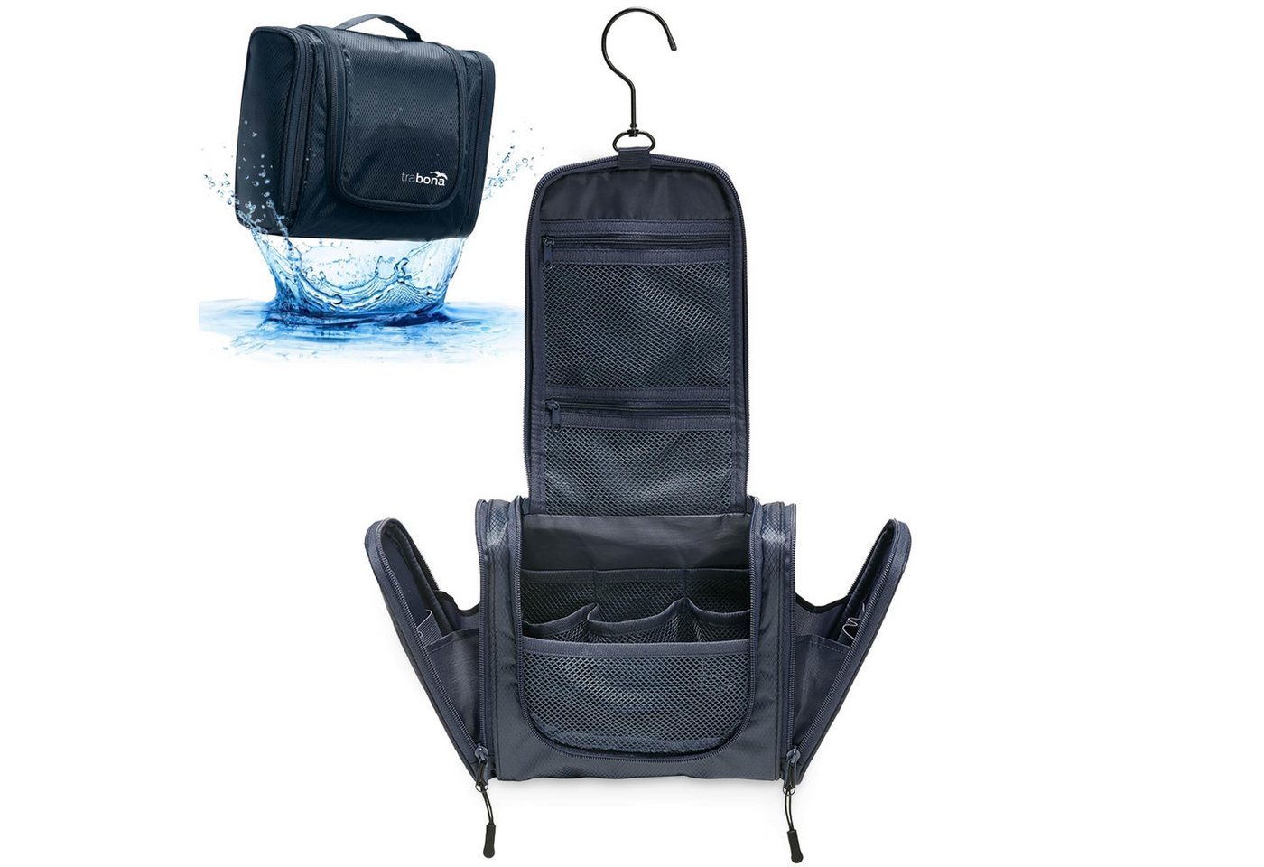 TRABONA Kulturbeutel zum Aufhängen für Herren - Waschtasche für Männer Premium-Qualität, Reise Kulturtasche mit verbessertem Konzept Bild 5