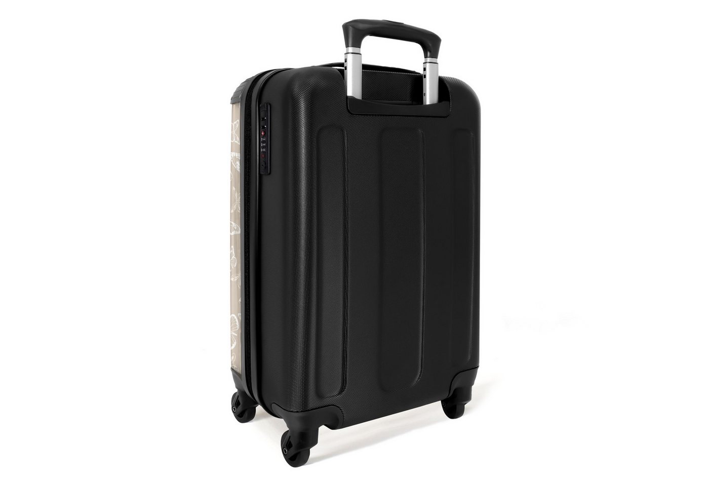 NoBoringSuitcases.com© Hartschalen-Trolley Muster aus Schmetterlingen in Beige 55x35x20cm, Reisetasche mit Rollen, Koffer Handgepäck Flugzeug Bild 2