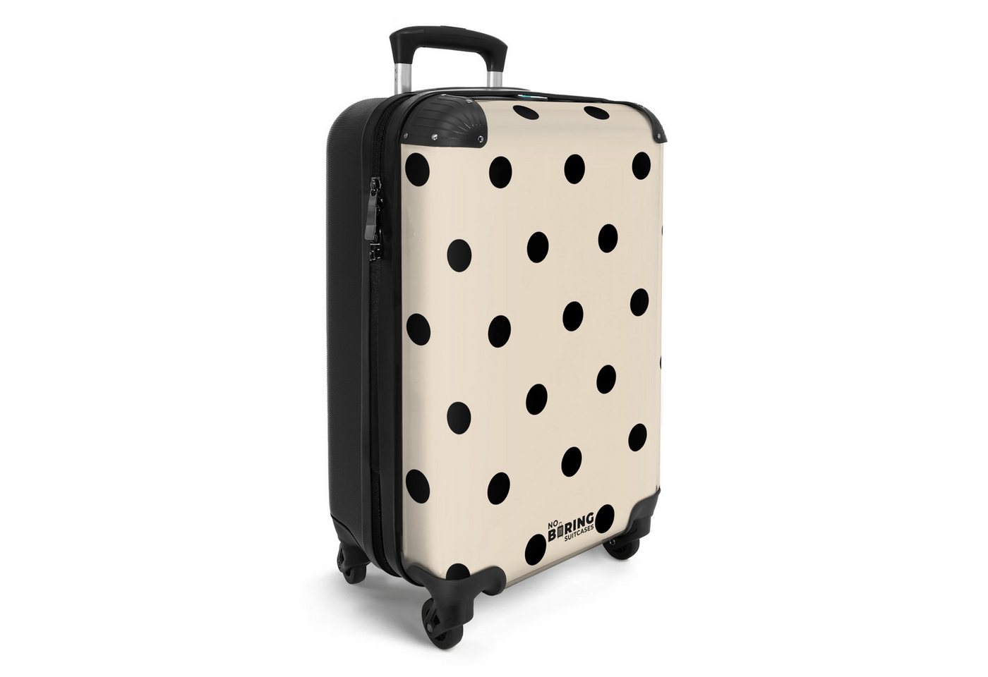 NoBoringSuitcases.com© Hartschalen-Trolley Beigefarbener Hintergrund mit schwarzen Punkten 55x35x20cm, 4 Rollen, Reisetasche mit Rollen, Koffer Handgepäck Flugzeug Bild 3