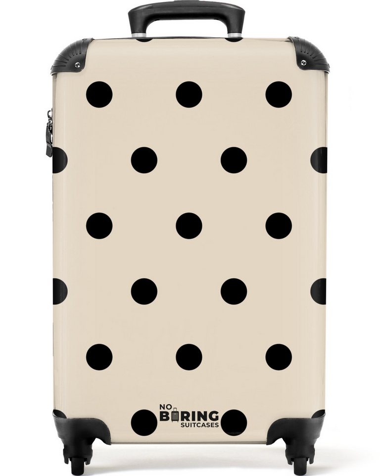 NoBoringSuitcases.com© Hartschalen-Trolley Beigefarbener Hintergrund mit schwarzen Punkten 55x35x20cm, 4 Rollen, Reisetasche mit Rollen, Koffer Handgepäck Flugzeug Bild 4