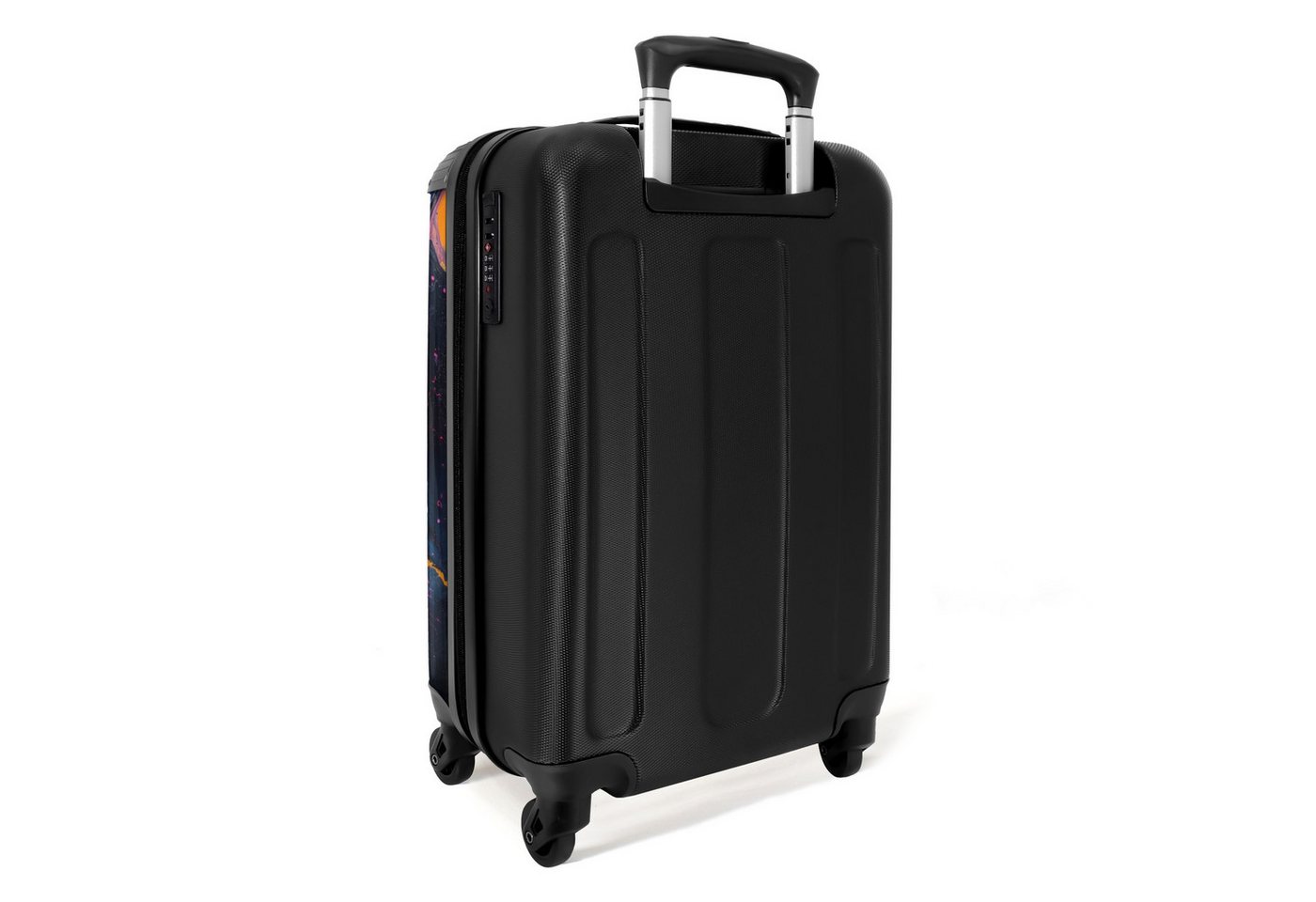NoBoringSuitcases.com© Hartschalen-Trolley Farbexplosion mit Rosa und Blau 55x35x20cm, Reisetasche mit Rollen, Koffer Handgepäck Flugzeug Bild 2