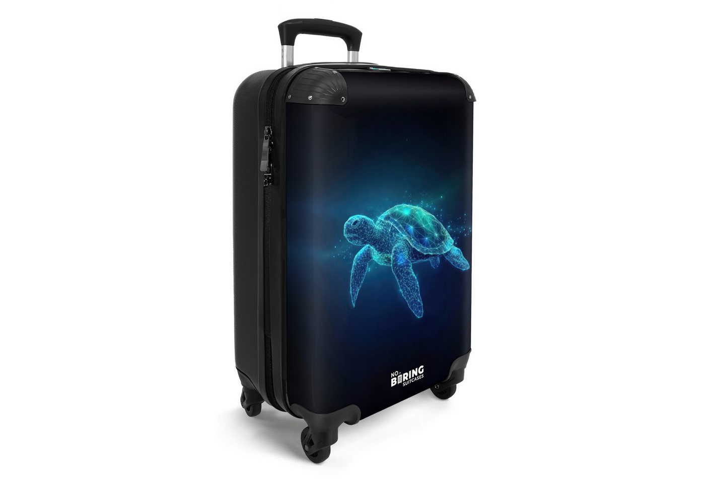 NoBoringSuitcases.com© Kinderkoffer Leuchtende Schildkröte im digitalen Ozean 55x35x20cm, Handgepäck Koffer, Hartschalenkoffer Kinder, Reisekoffer Jungen Bild 2