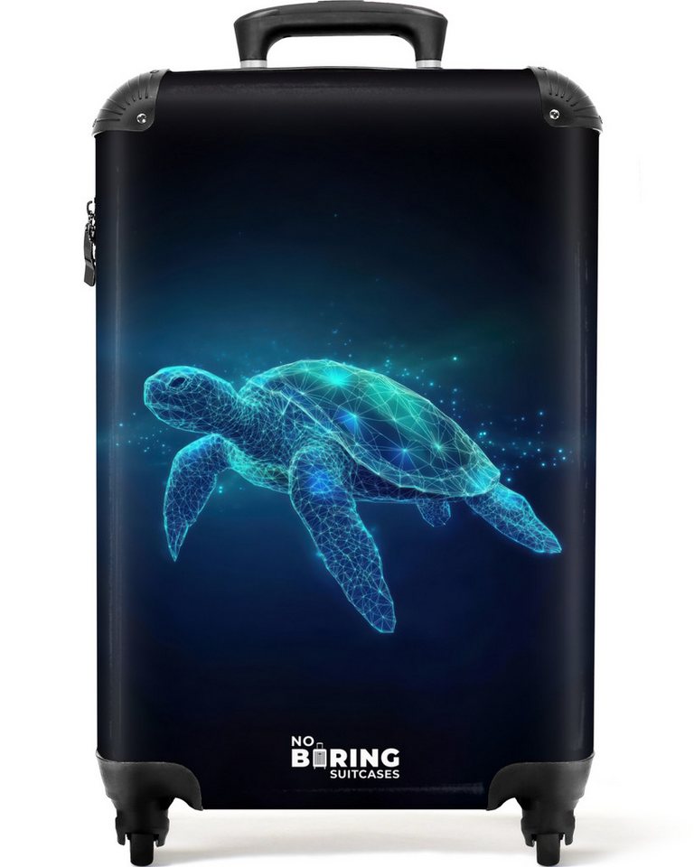 NoBoringSuitcases.com© Kinderkoffer Leuchtende Schildkröte im digitalen Ozean 55x35x20cm, Handgepäck Koffer, Hartschalenkoffer Kinder, Reisekoffer Jungen Bild 5