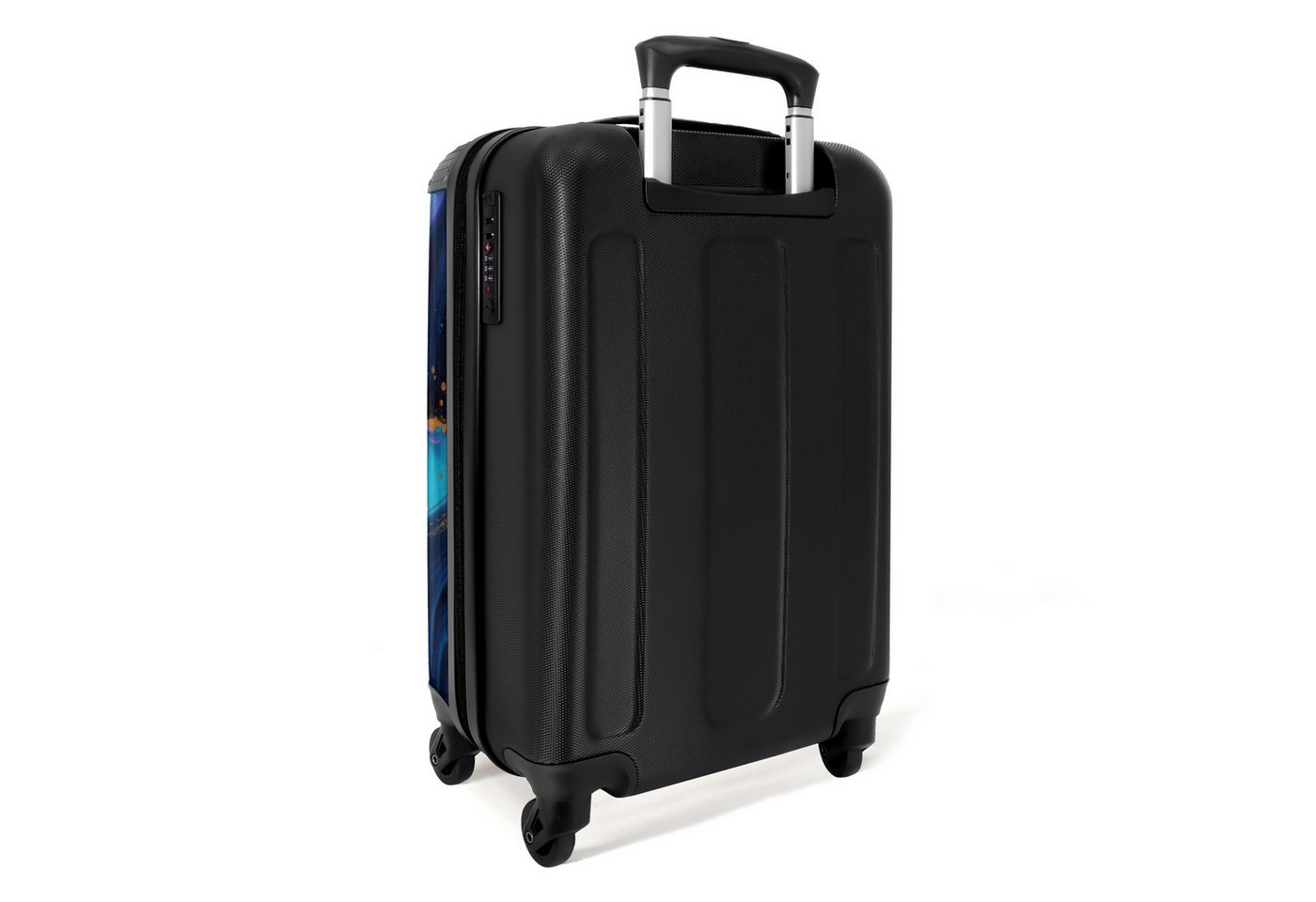 NoBoringSuitcases.com© Hartschalen-Trolley Fließendes Rosa und Blau mit goldenen Akzenten 55x35x20cm, Reisetasche mit Rollen, Koffer Handgepäck Flugzeug Bild 3