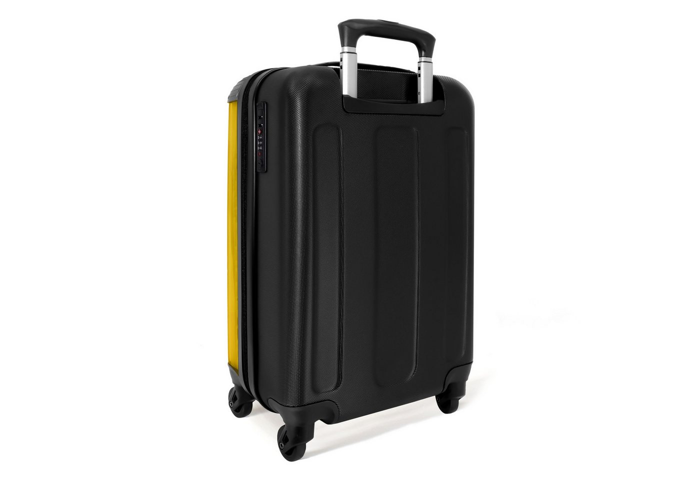 NoBoringSuitcases.com© Hartschalen-Trolley Frau mit Blumengirlande auf gelbem Hintergrund 55x35x20cm, 4 Rollen, Reisetasche mit Rollen, Koffer Handgepäck Flugzeug Bild 3