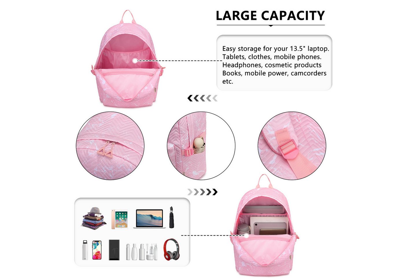 KONO Schulrucksack Unisex-Tagesrucksack Leichter Schul- & Laptoprucksack Bild 2