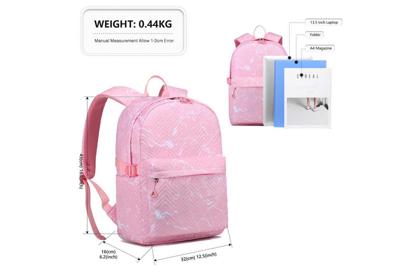 KONO Schulrucksack Unisex-Tagesrucksack Leichter Schul- & Laptoprucksack Bild 3
