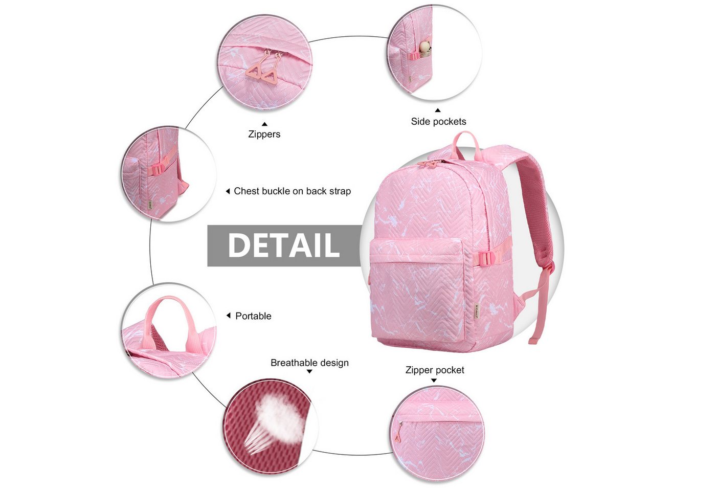 KONO Schulrucksack Unisex-Tagesrucksack Leichter Schul- & Laptoprucksack Bild 4