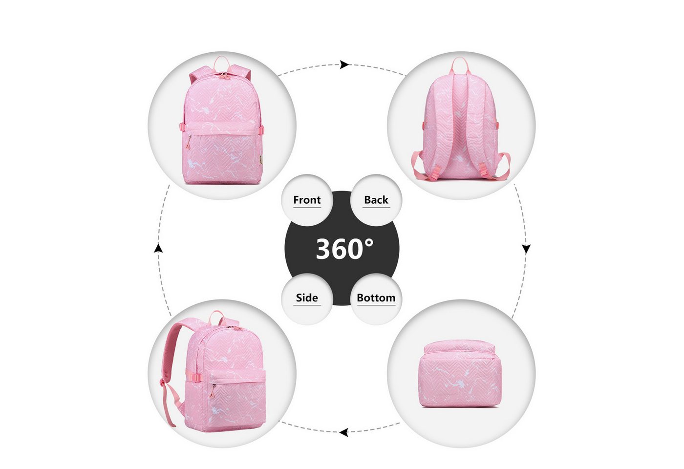 KONO Schulrucksack Unisex-Tagesrucksack Leichter Schul- & Laptoprucksack Bild 5