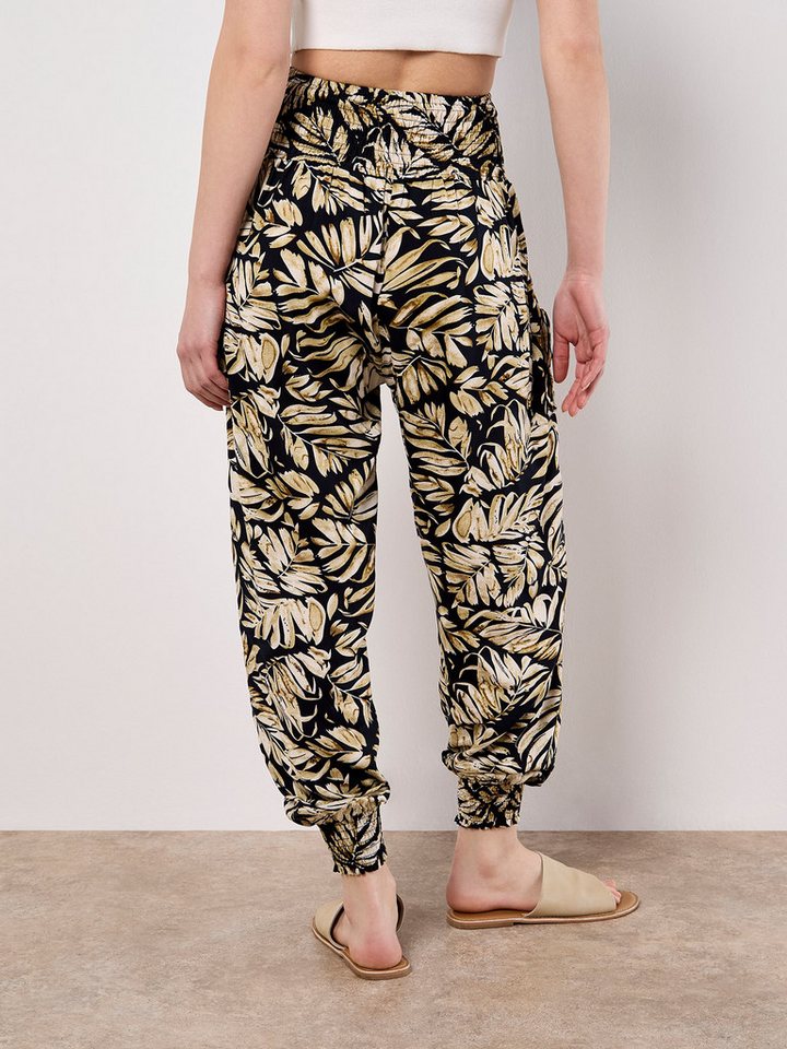 Apricot Jogger Pants Jogginghose mit tropischem Blattmuster Bild 2