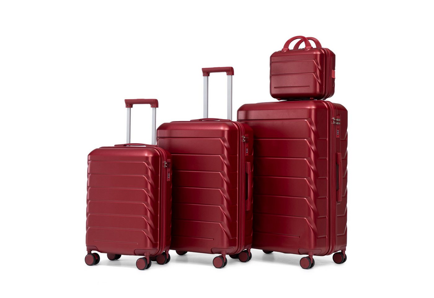 LVHOM Trolleyset 2/4 Set., ABS Hartschalen 14"/19"/24"/28", leise Rädern für jede Tour, (4 tlg., Kosmetikorganizer mit Tragegriff, Sicherungsschlinge), Geschäftstrip, Familienurlaub, längere Erkundungen, Flughafentransfers Bild 4