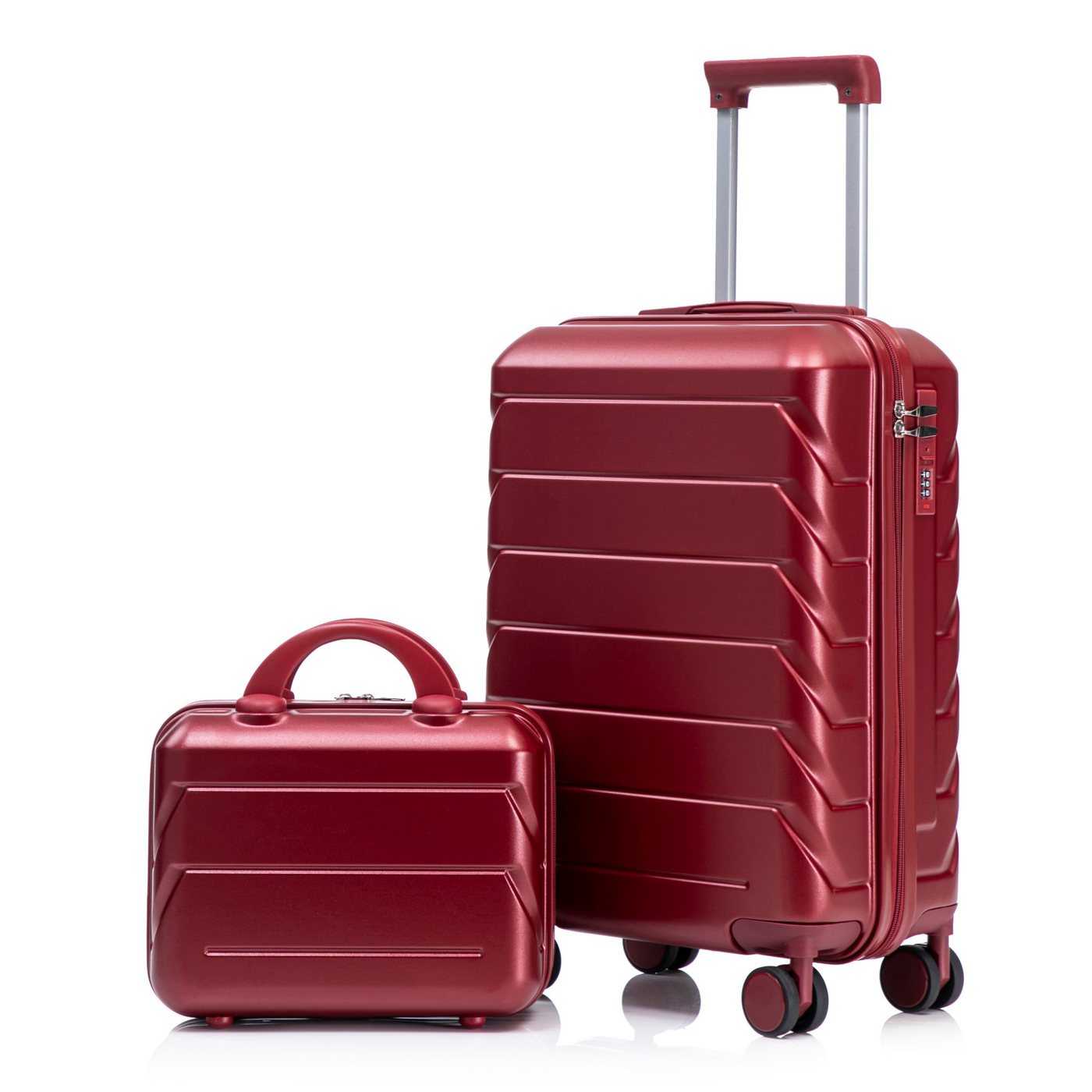 LVHOM Trolleyset 2/4 Set., ABS Hartschalen 14"/19"/24"/28", leise Rädern für jede Tour, (2 tlg., Kosmetikorganizer mit Tragegriff, Sicherungsschlinge), Geschäftstrip, Familienurlaub, längere Erkundungen, Flughafentransfers