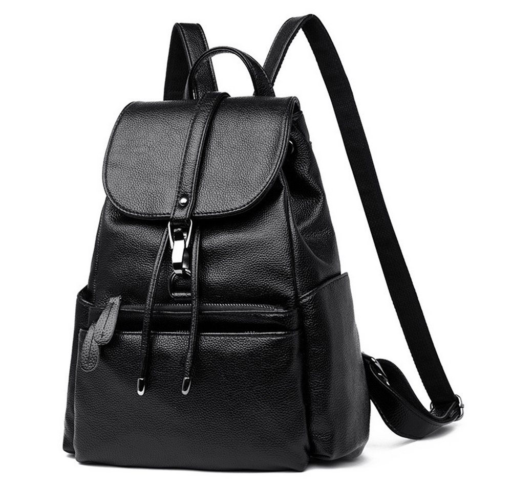 MOPUEA Rucksack Damen Rucksack aus weichem Leder, Multifunktionales Design Handtasche (Lässig Tasche mit Kordelzug Diebstahlschutz Lederrucksack Klassisch, 1-tlg., Mode Bag für Arbeit Schule Reise), Elegant Backpack Leichte Wasserdicht Große Multipockets Bild 2