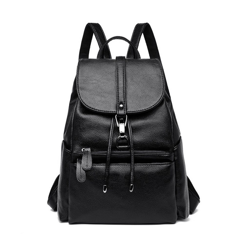 MOPUEA Rucksack Damen Rucksack aus weichem Leder, Multifunktionales Design Handtasche (Lässig Tasche mit Kordelzug Diebstahlschutz Lederrucksack Klassisch, 1-tlg., Mode Bag für Arbeit Schule Reise), Elegant Backpack Leichte Wasserdicht Große Multipockets Bild 4