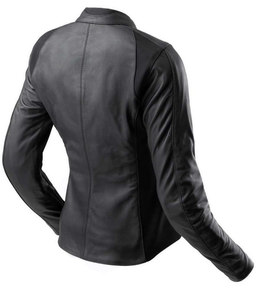 Rebelhorn Motorradjacke Siena Damen Motorrad Lederjacke Verbindungsreißverschluss,Ellenbogenprotektoren enthalten,Schulte
