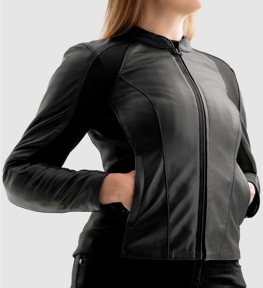 Rebelhorn Motorradjacke Siena Damen Motorrad Lederjacke Verbindungsreißverschluss,Ellenbogenprotektoren enthalten,Schulte Bild 2