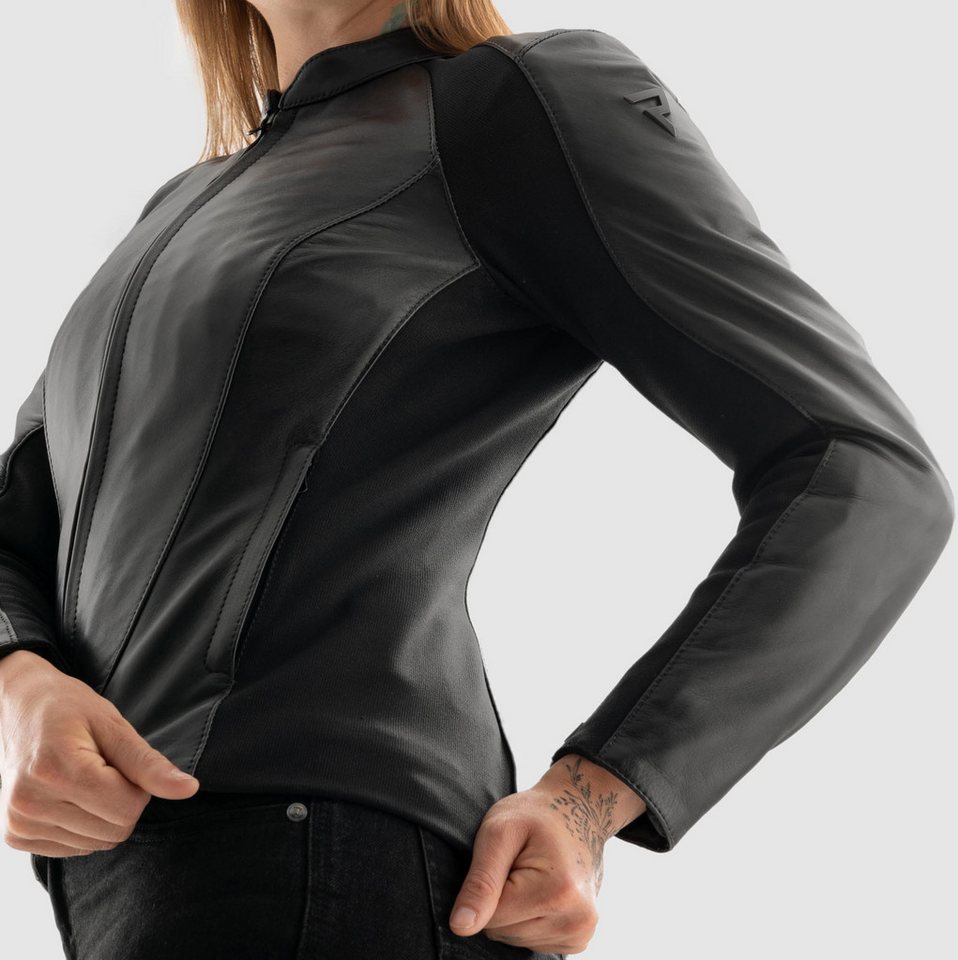 Rebelhorn Motorradjacke Siena Damen Motorrad Lederjacke Verbindungsreißverschluss,Ellenbogenprotektoren enthalten,Schulte Bild 3
