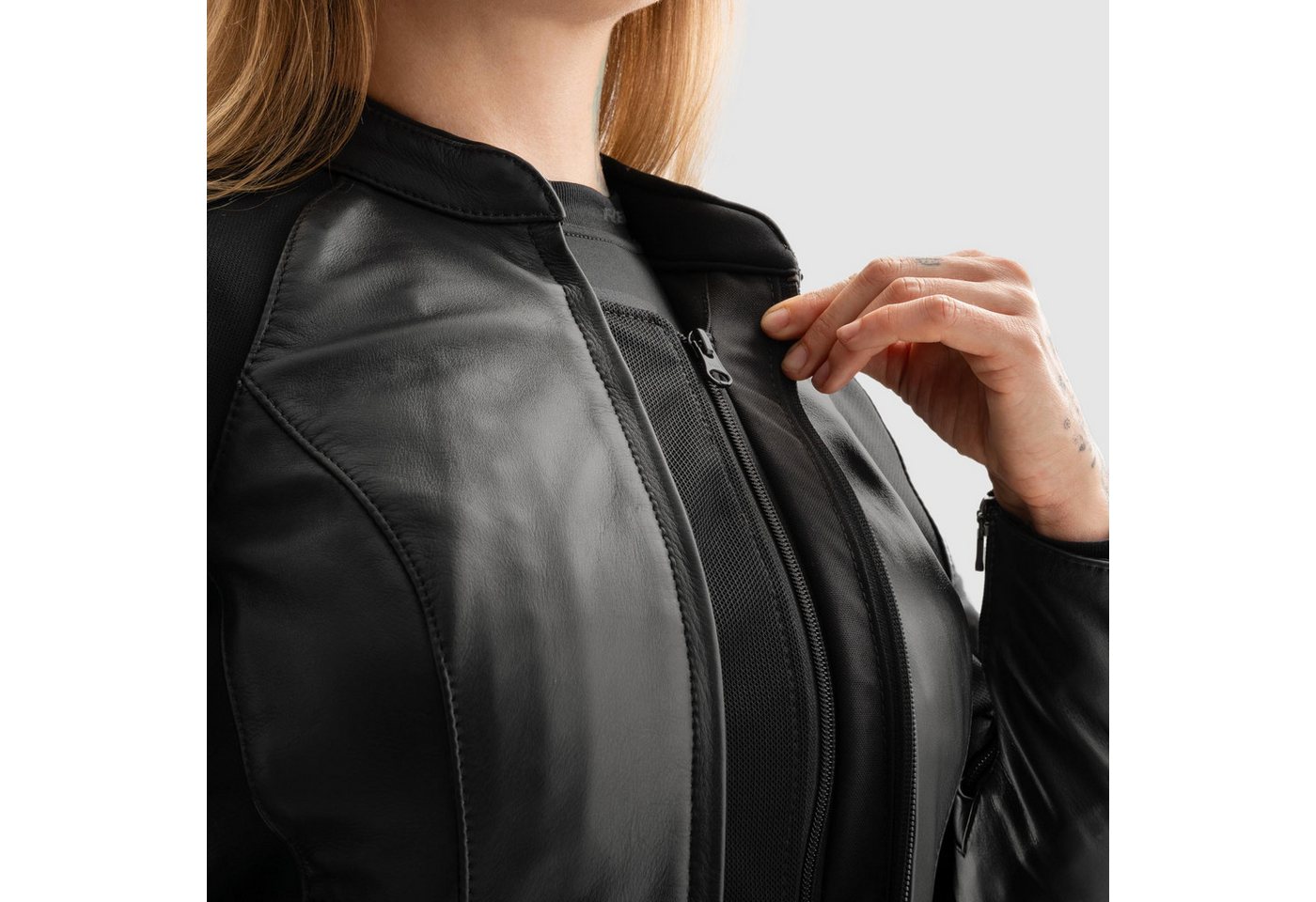Rebelhorn Motorradjacke Siena Damen Motorrad Lederjacke Verbindungsreißverschluss,Ellenbogenprotektoren enthalten,Schulte Bild 5
