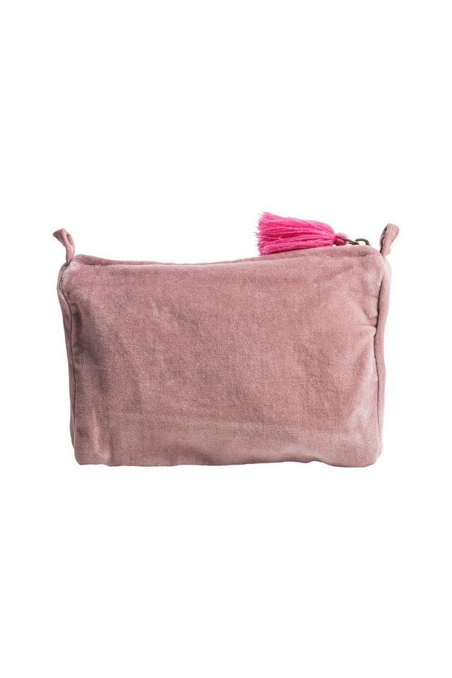 Tranquillo Kosmetiktasche aus Bio-Baumwolle VELVET MEADOW groß 20x14x9 cm mit Reißverschluss, Kulturbeutel Samtoberfläche, florale Stickerei, Makeup & Accessoires Bild 5