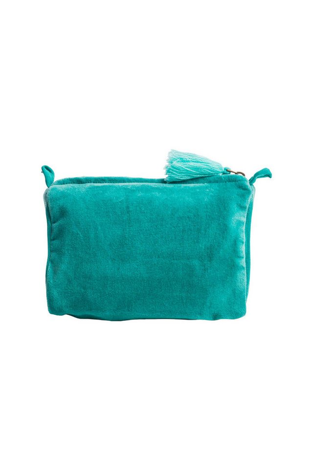 Tranquillo Kosmetiktasche aus Bio-Baumwolle VELVET BLOSSOMS klein 18x12x8 cm mit Reißverschluss, Samtige Oberfläche mit aufwendiger Stickerei, für Accessoires & Makeup