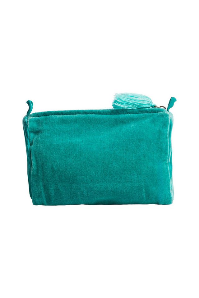 Tranquillo Kosmetiktasche aus Bio-Baumwolle VELVET BLOSSOMS groß 20x14x9 cm mit Reißverschluss, Kulturbeutel Samtoberfläche, florale Stickerei, Makeup & Accessoires Bild 4